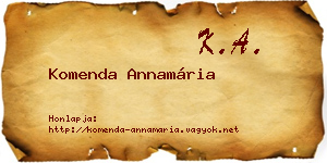 Komenda Annamária névjegykártya